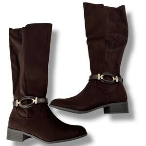 NEW Macy's Karen Scott Dark Brown Faux Suede Knee High Boot Size 7.5 Equestrian